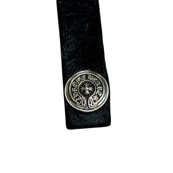 Chrome Hearts Single Silver Spike Leather Bracelet .925 - Picture 4 of 5